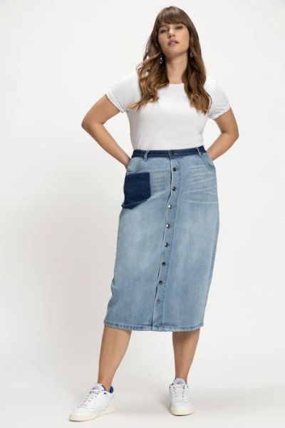 Veliki brojevi Suknja traper duži model isprani efekt moda za punije