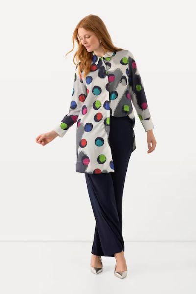 Veliki brojevi Bluza duži model motiv krugova moda za punije