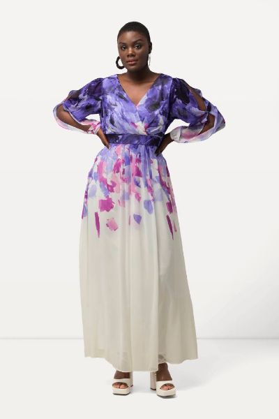 Veliki brojevi Haljina elegantna dugog kroja V ovratnika moda za punije