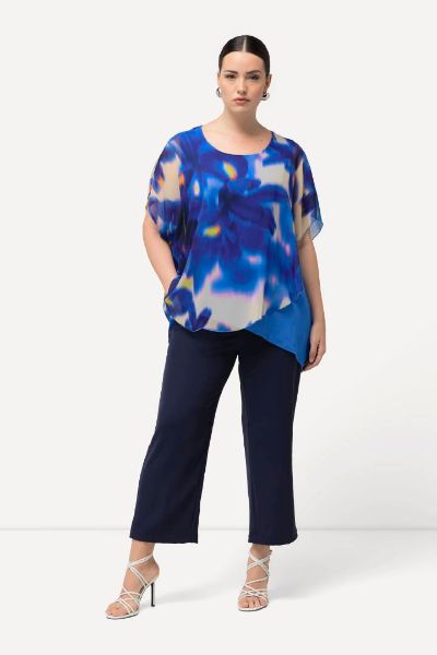 Veliki brojevi Bluza asimetrična cvjetnog printa moda za punije