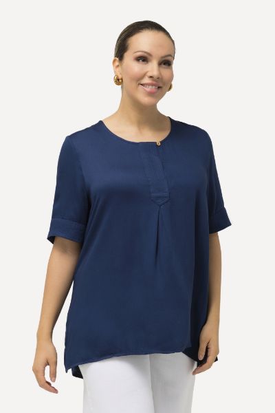 Veliki brojevi Bluza kratkih rukava s okruglim izrezom moda za punije