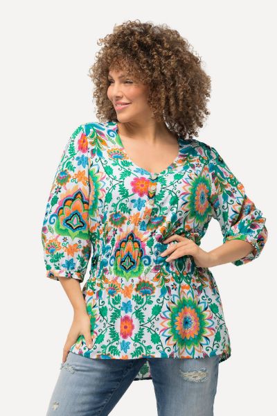 Veliki brojevi Bluza A kroja cvjetnog printa moda za punije