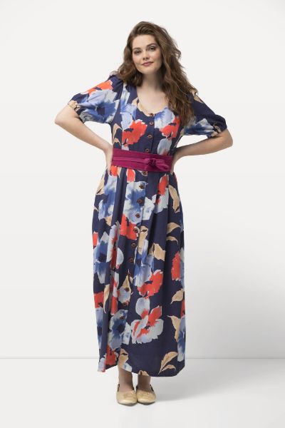 Veliki brojevi Haljina cvjetnog printa na kopčanje moda za punije
