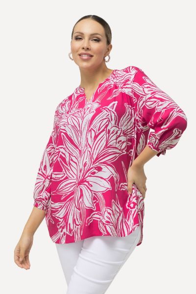 Veliki brojevi Bluza 3/4 rukavi s cvjetnim printom moda za punije