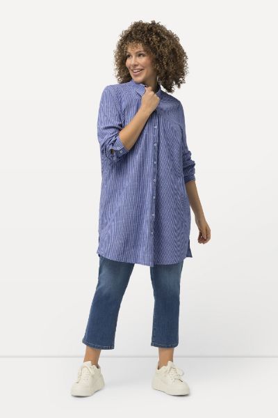 Veliki brojevi Bluza dužeg kroja na pruge moda za punije