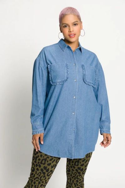 Veliki brojevi Košulja traper s džepovima moda za punije