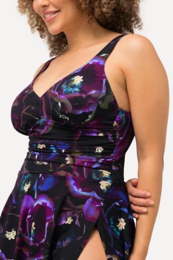 Plus size veliki brojevi Kupaći kostim  haljina s asimetričan s cvjetnim printom za punije