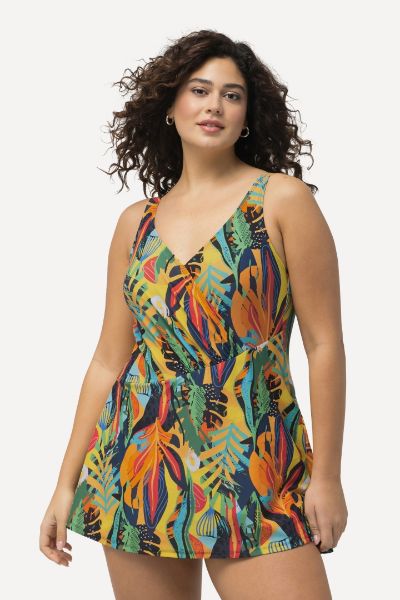 Veliki brojevi Kupaći kostim haljina tropskog printa moda za punije