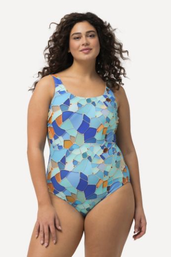 Plus size veliki brojevi Kupaći kostim jednodijelni s geometrijskim printom za punije