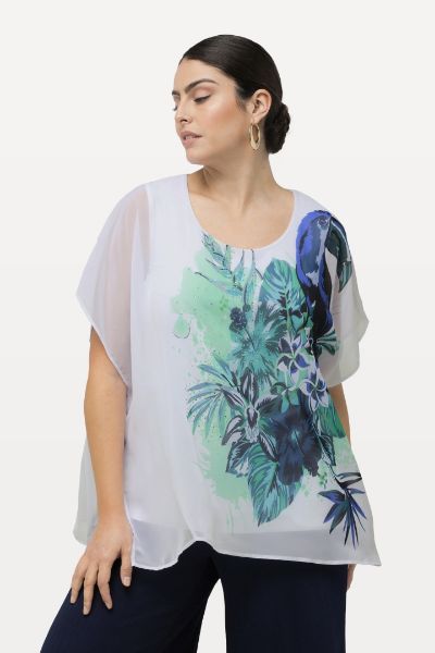 Veliki brojevi Bluza dvoslojna cvjetnog printa moda za punije