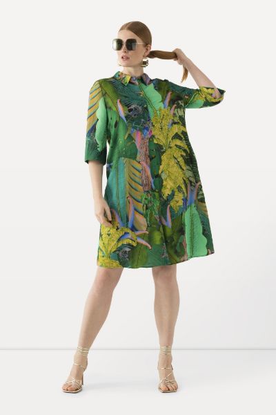 Veliki brojevi Haljina 3/4 rukavi tropskog printa moda za punije
