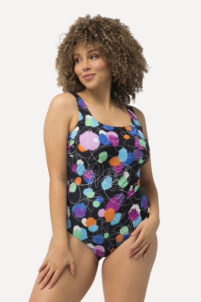 Veliki brojevi Kupaći kostim jednodijelni sportski s printom nepravilnih krugova moda za punije