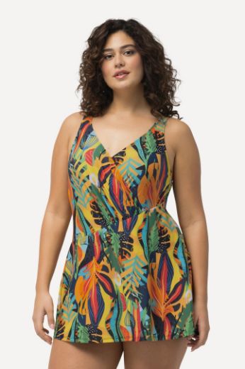 Plus size veliki brojevi Kupaći kostim haljina tropskog printa za punije