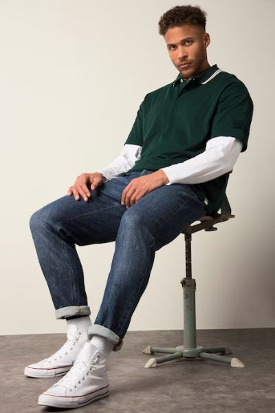 Veliki brojevi Majica Polo s prugama na kragni kratkih rukava moda za punije