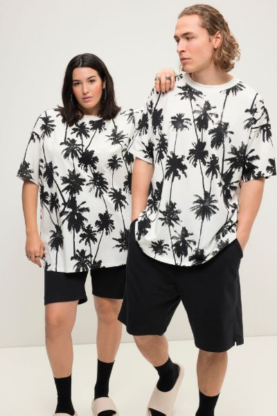 Veliki brojevi Majica kratkih rukava s printom palmi moda za punije