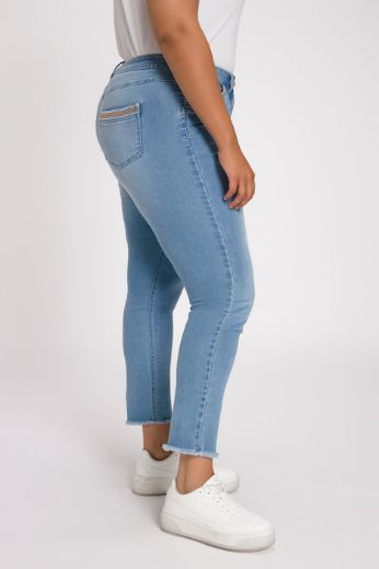 Plus size veliki brojevi Traperice s resama na nogavicama za punije