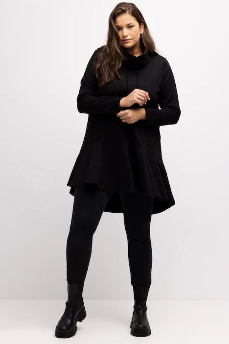 Plus size veliki brojevi Tunika A kroja s rol ovratnikom za punije
