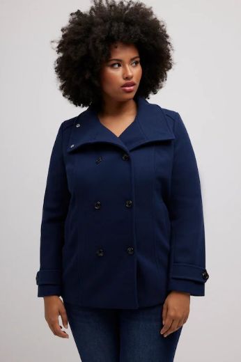 Plus size veliki brojevi Kaput dvostruko kopčanje kraći model za punije