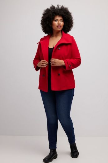 Plus size veliki brojevi Kaput dvostruko kopčanje kraći model za punije
