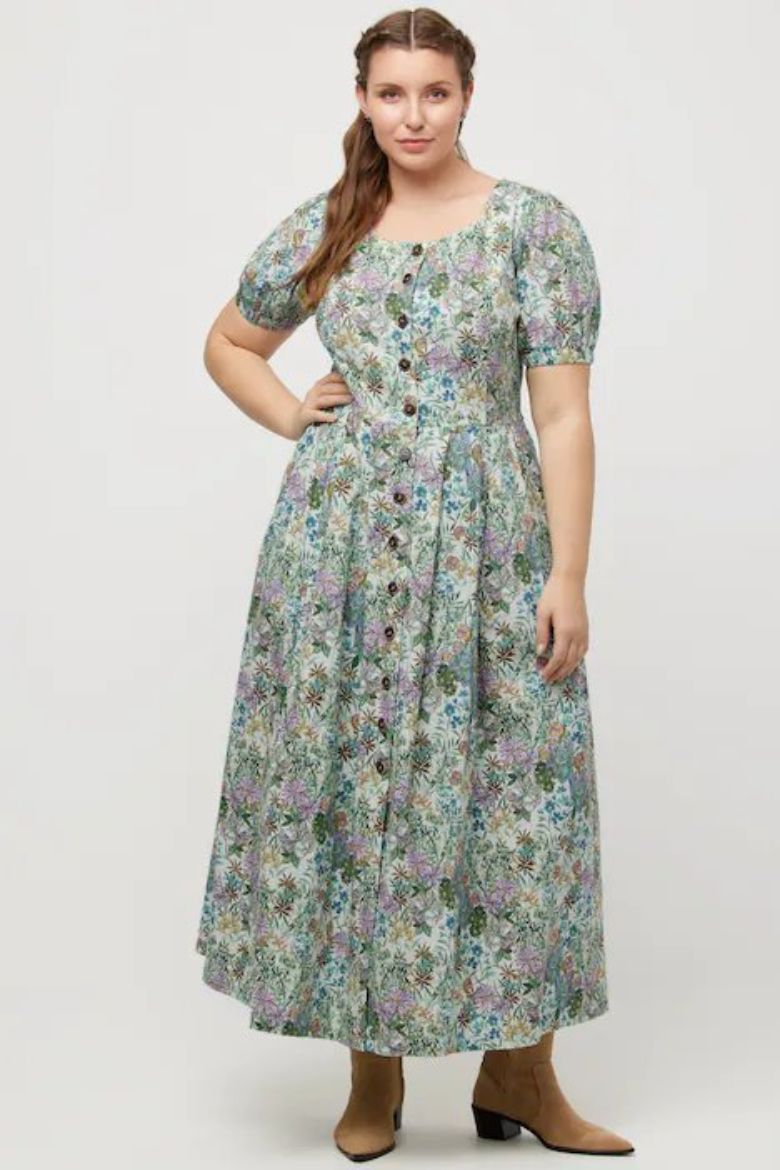 Plus size veliki brojevi Haljina na kopčanje cvjetni motiv za punije