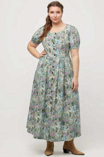 Plus size veliki brojevi Haljina na kopčanje cvjetni motiv za punije
