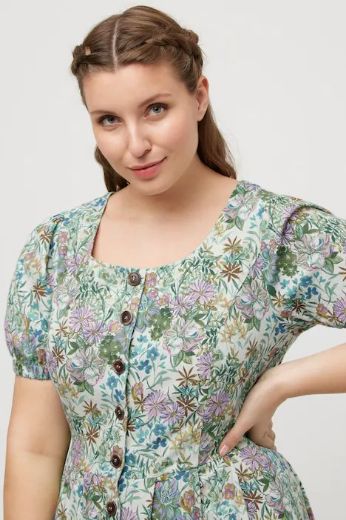 Plus size veliki brojevi Haljina na kopčanje cvjetni motiv za punije
