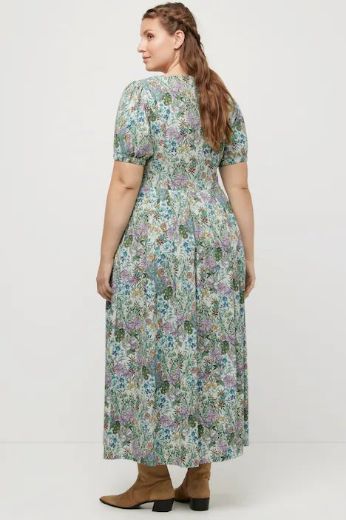 Plus size veliki brojevi Haljina na kopčanje cvjetni motiv za punije
