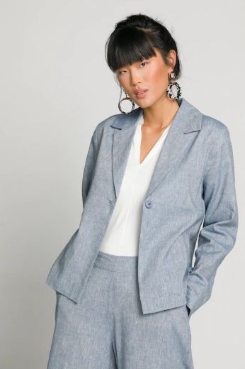 Plus size veliki brojevi Sako laneni s jednim gumbom za punije
