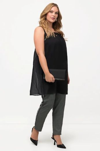 Plus size veliki brojevi Tunika svečana bez rukava s perlama na ovratniku za punije