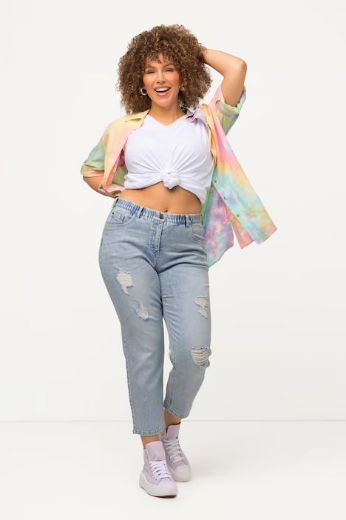 Plus size veliki brojevi Traperice uništenog efekta za punije