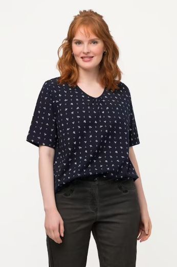 Plus size veliki brojevi Majica s cvjetnim uzorkom kratki rukavi za punije
