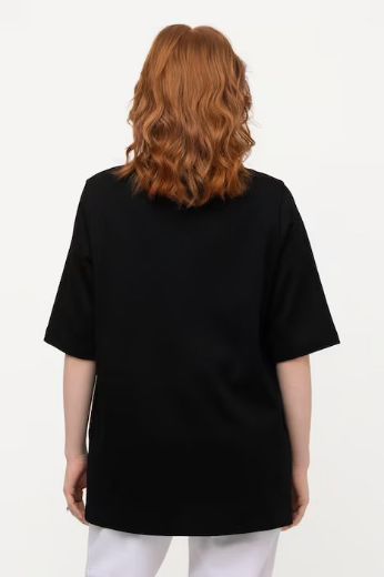 Plus size veliki brojevi Majica s ukrasima na ovratniku kratki rukavi za punije