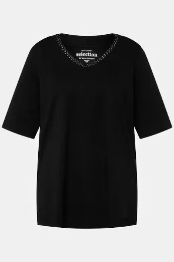 Plus size veliki brojevi Majica s ukrasima na ovratniku kratki rukavi za punije