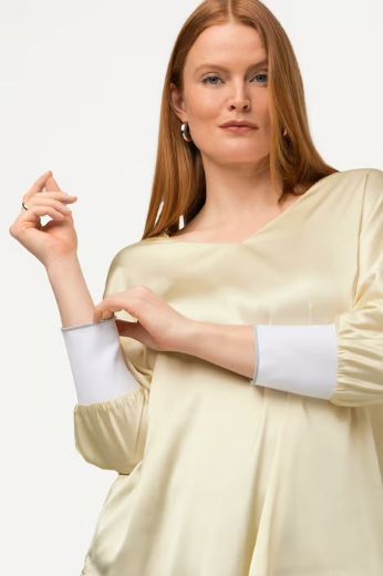 Plus size veliki brojevi Bluza V ovratnik sa stisnutim rukavima za punije