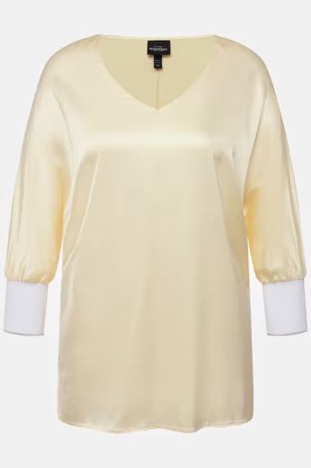 Plus size veliki brojevi Bluza V ovratnik sa stisnutim rukavima za punije