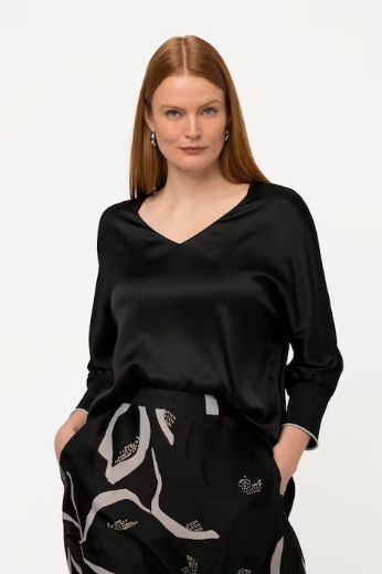 Plus size veliki brojevi Bluza V ovratnik sa stisnutim rukavima za punije