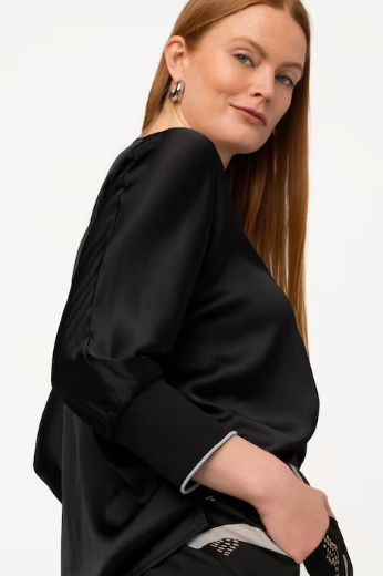Plus size veliki brojevi Bluza V ovratnik sa stisnutim rukavima za punije
