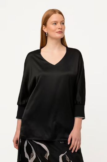 Plus size veliki brojevi Bluza V ovratnik sa stisnutim rukavima za punije