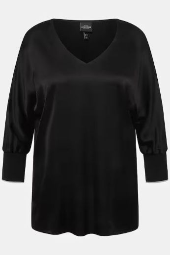 Plus size veliki brojevi Bluza V ovratnik sa stisnutim rukavima za punije