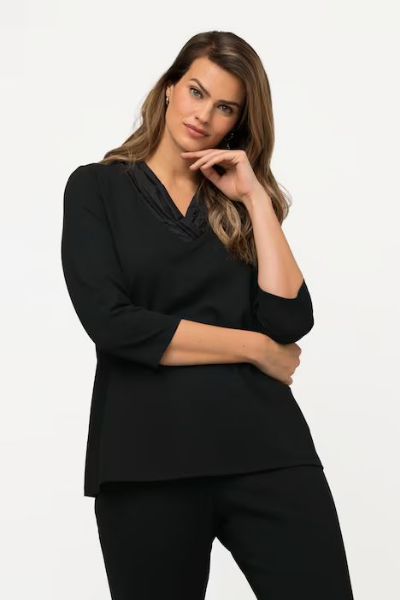 Veliki brojevi Majica 3/4 rukavi V ovratnik moda za punije