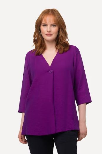 Plus size veliki brojevi Bluza 3/4 rukavi s ukrasnim gumbom za punije