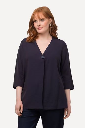 Plus size veliki brojevi Bluza 3/4 rukavi s ukrasnim gumbom za punije