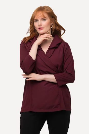 Plus size veliki brojevi Majica s povišenim ovratnikom 3/4 rukavi za punije