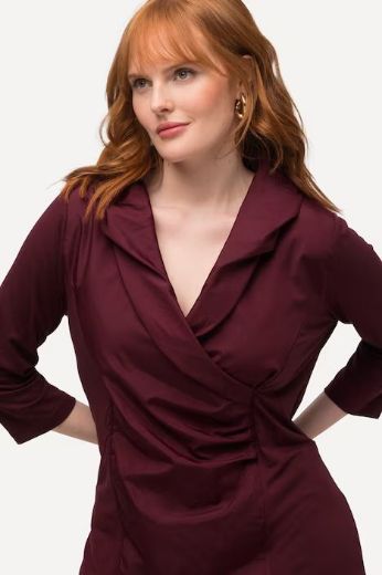 Plus size veliki brojevi Majica s povišenim ovratnikom 3/4 rukavi za punije