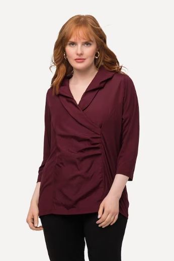 Plus size veliki brojevi Majica s povišenim ovratnikom 3/4 rukavi za punije