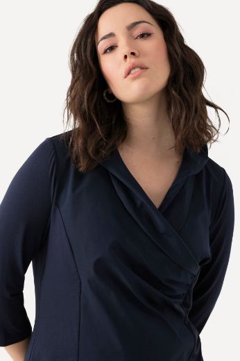 Plus size veliki brojevi Majica s povišenim ovratnikom 3/4 rukavi za punije