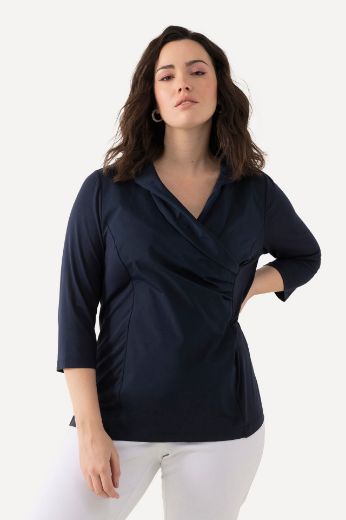 Plus size veliki brojevi Majica s povišenim ovratnikom 3/4 rukavi za punije