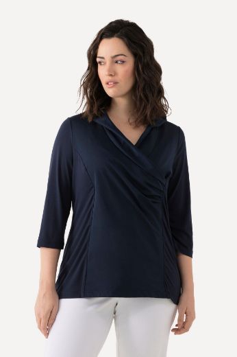 Plus size veliki brojevi Majica s povišenim ovratnikom 3/4 rukavi za punije