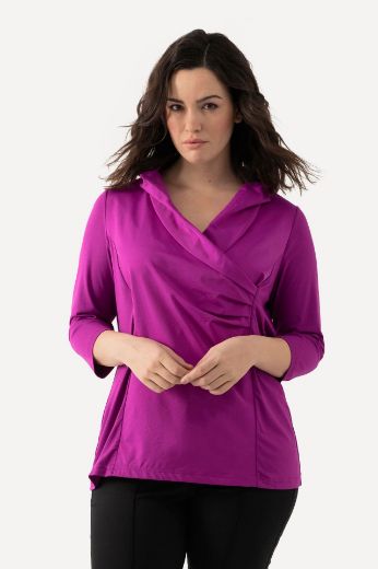 Plus size veliki brojevi Majica s povišenim ovratnikom 3/4 rukavi za punije