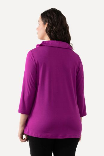 Plus size veliki brojevi Majica s povišenim ovratnikom 3/4 rukavi za punije